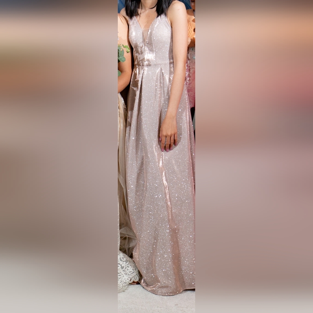 glittery a-line prom dress